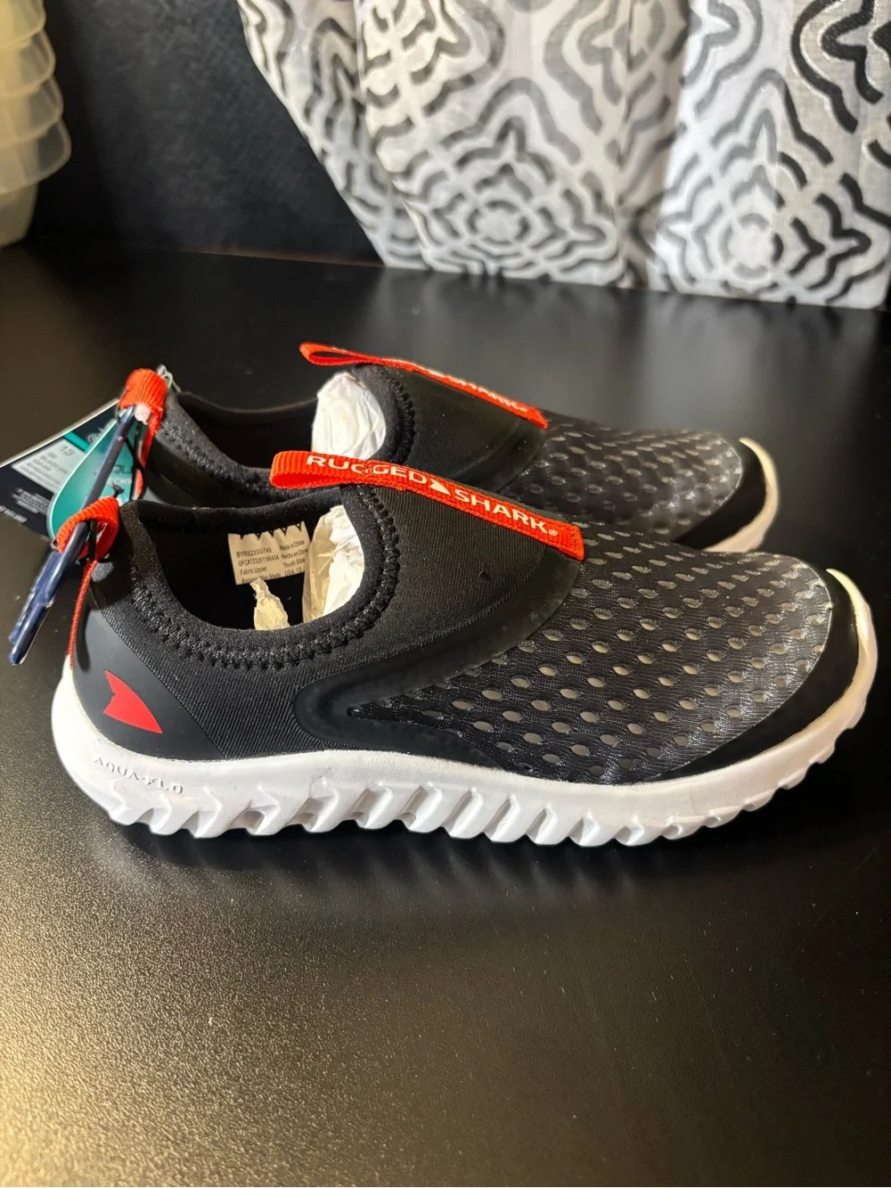 Kids Black & Red Slip-On Water Shoe - Lightweight Comfort
